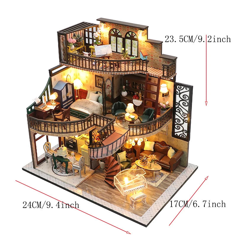 ELMAS Enchanting DIY Mini Dollhouse with LED Lights - Al Masam Stationery LLC