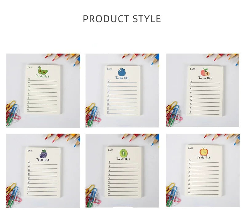 ELMAS Simple Memo Pad Tearable Kawaii Fruit Notes - Al Masam Stationery LLC