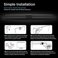 ELMAS Eye-Care LED Desk Lamp with Dimmable Monitor Light Bar