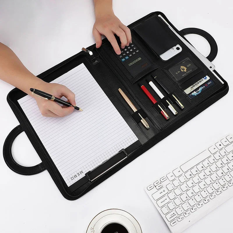 ELMAS Stylish A4 Leather Portfolio Organizer for Professionals - Al Masam Stationery LLC