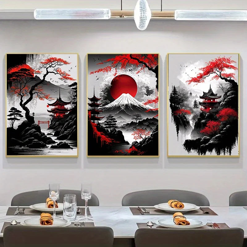 ELMAS Elegant Japanese Landscape Canvas Art Set - Al Masam Stationery LLC