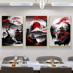 ELMAS Elegant Japanese Landscape Canvas Art Set