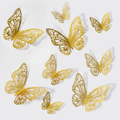 ELMAS 12pcs 3D Hollow Butterflies Wall Stickers DIY