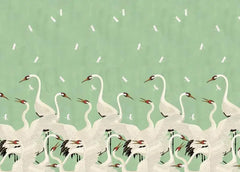 ELMAS Custom 3D Wallpaper Mural Bamboo Leaf Crane Decor - Al Masam Stationery LLC