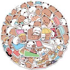 ELMAS 50pcs Bubu and Dudu Cute Bear DIY Stickers