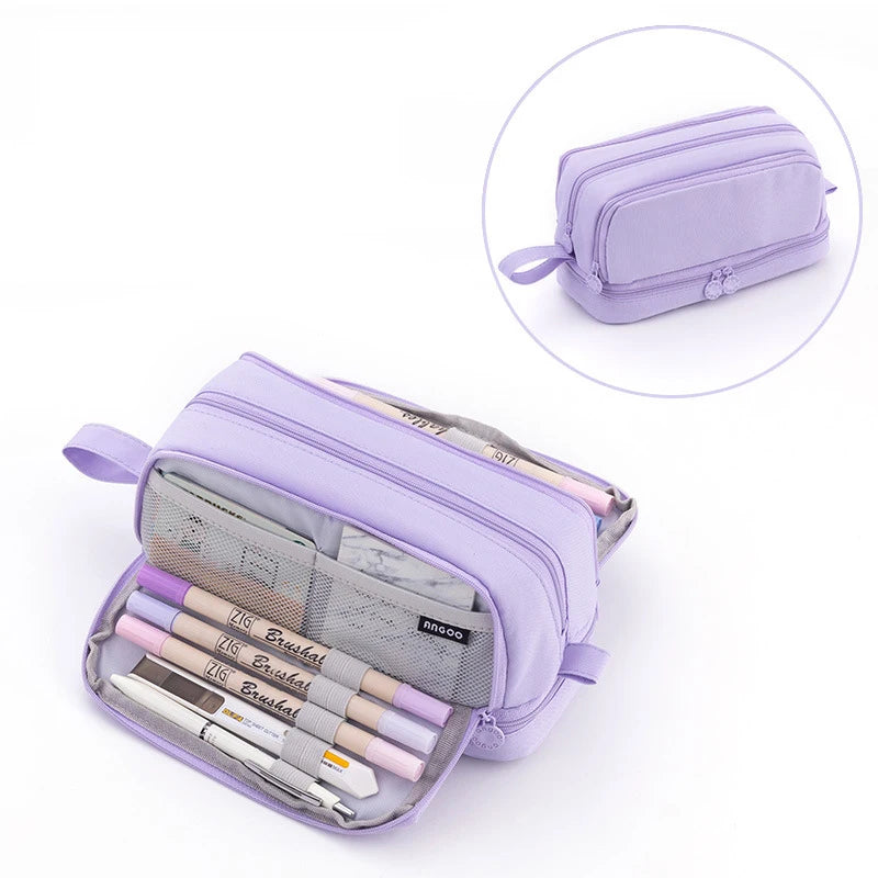 ELMAS Stylish Purple 3/4 Compartment Pencil Case for Kids - Al Masam Stationery LLC