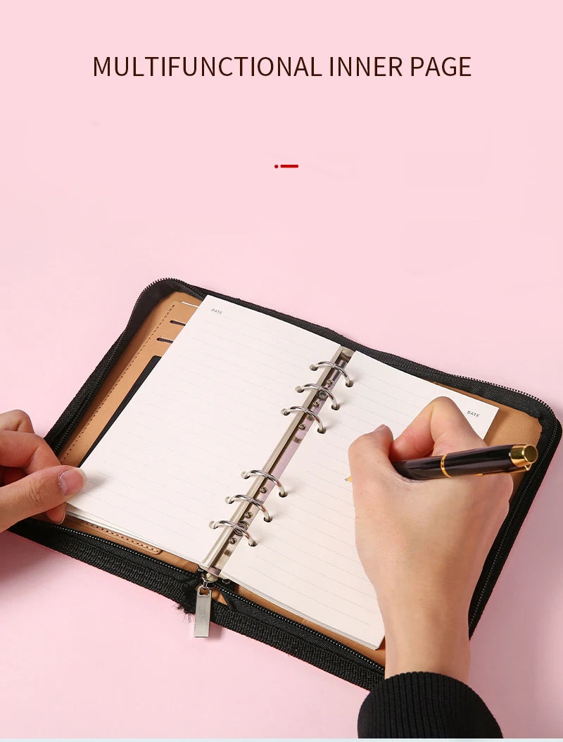 ELMAS Stylish A6 Leather Binder Planner with Calculator - Al Masam Stationery LLC