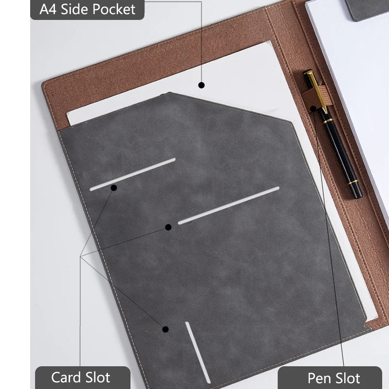 ELMAS Executive A4 Leather Padfolio Organizer Clipboard - Al Masam Stationery LLC