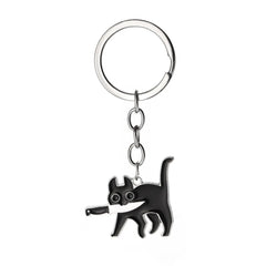 ELMAS Black Cat Couples Keychain - Love Puzzle Gift