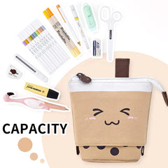 ELMAS Cute Milk Tea Pencil Case - Stylish Stationery Holder