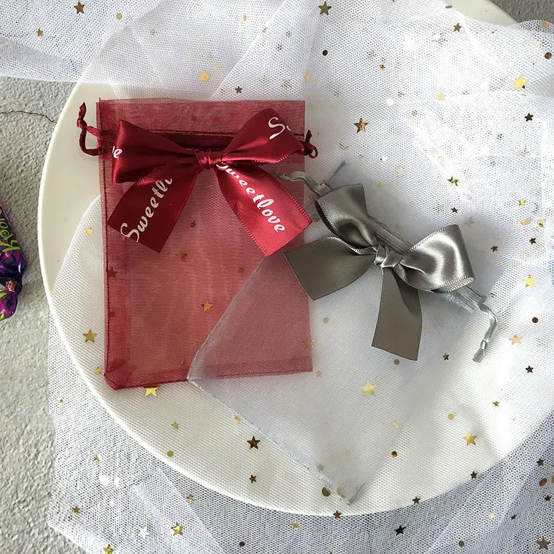 ELMAS 50/100Pcs Multicolor Organza Bags With Bow - Al Masam Stationery LLC