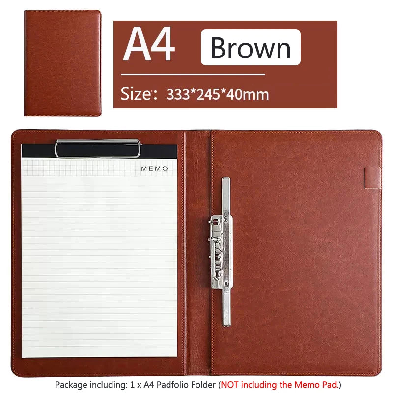 ELMAS Elegant PU Leather A4 Padfolio with Clips - Al Masam Stationery LLC