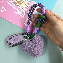 ELMAS Heart Plush Keychain with Colorful Lanyard