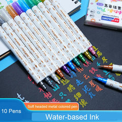 ELMAS 10Pcs Dual-Head Metallic Art Pens Set for Creatives