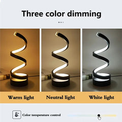 ELMAS Dimmable LED Spiral Table Lamp for Modern Bedrooms