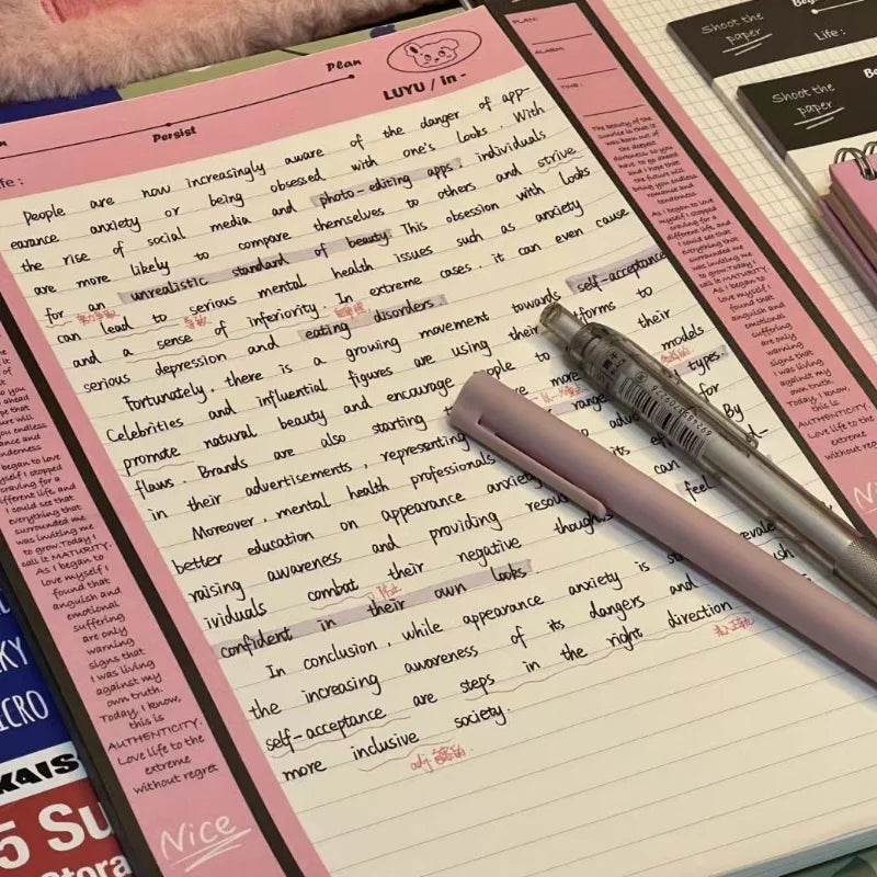 ELMAS Milk Salty Black Pink B5 Tearable Kawaii Notebook - Al Masam Stationery LLC