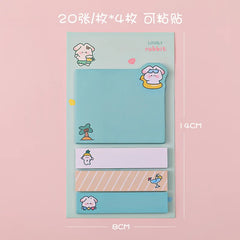 ELMAS Cute Kawaii Animal Sticky Notes & Memo Pad Set