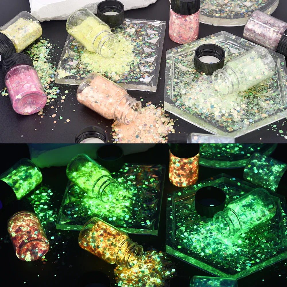 ELMAS Glow-in-the-Dark Glittering Hexagon Resin Pigment - Al Masam Stationery LLC