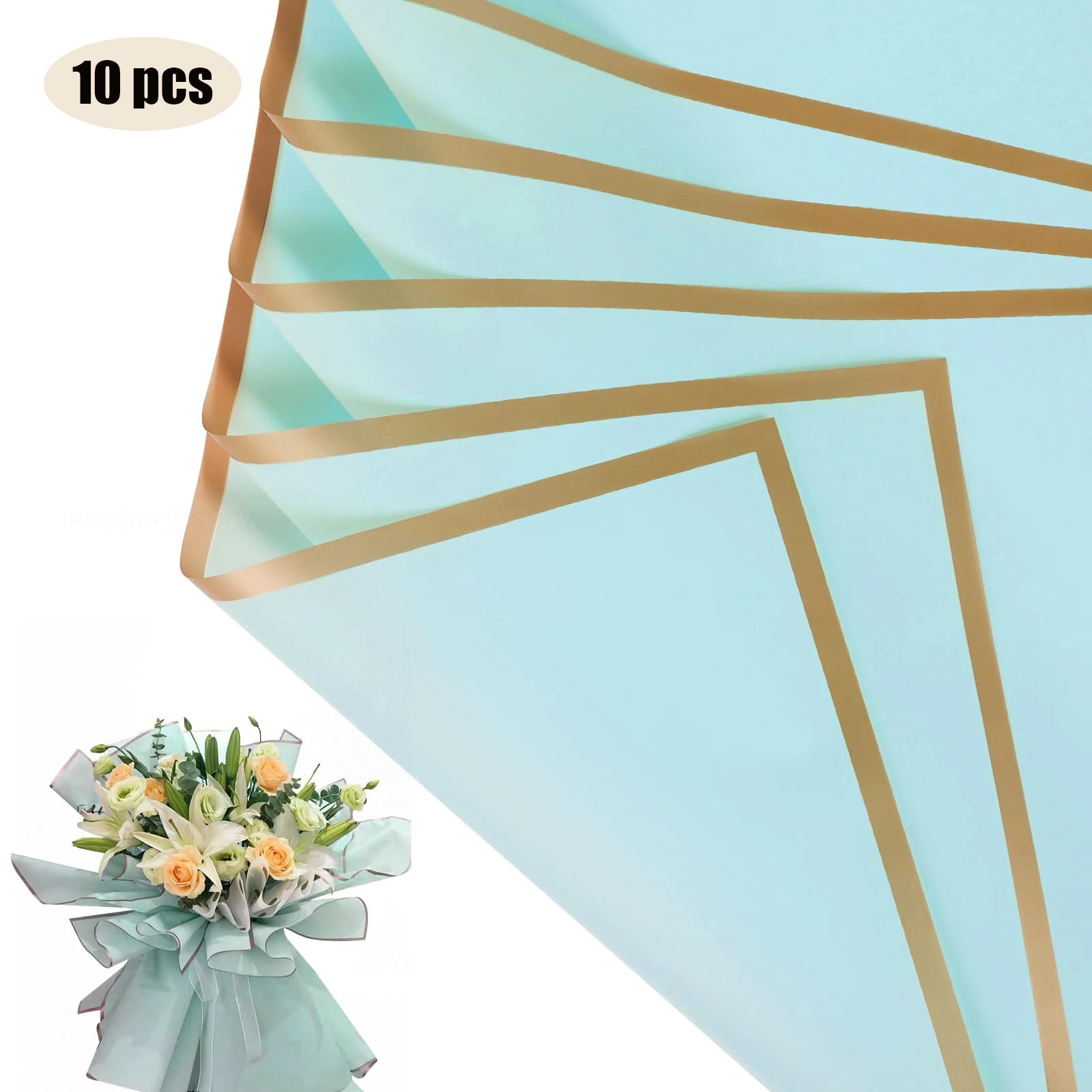ELMAS Elegant Flower Wraps with Golden Edges - 10 Sheets - Al Masam Stationery LLC