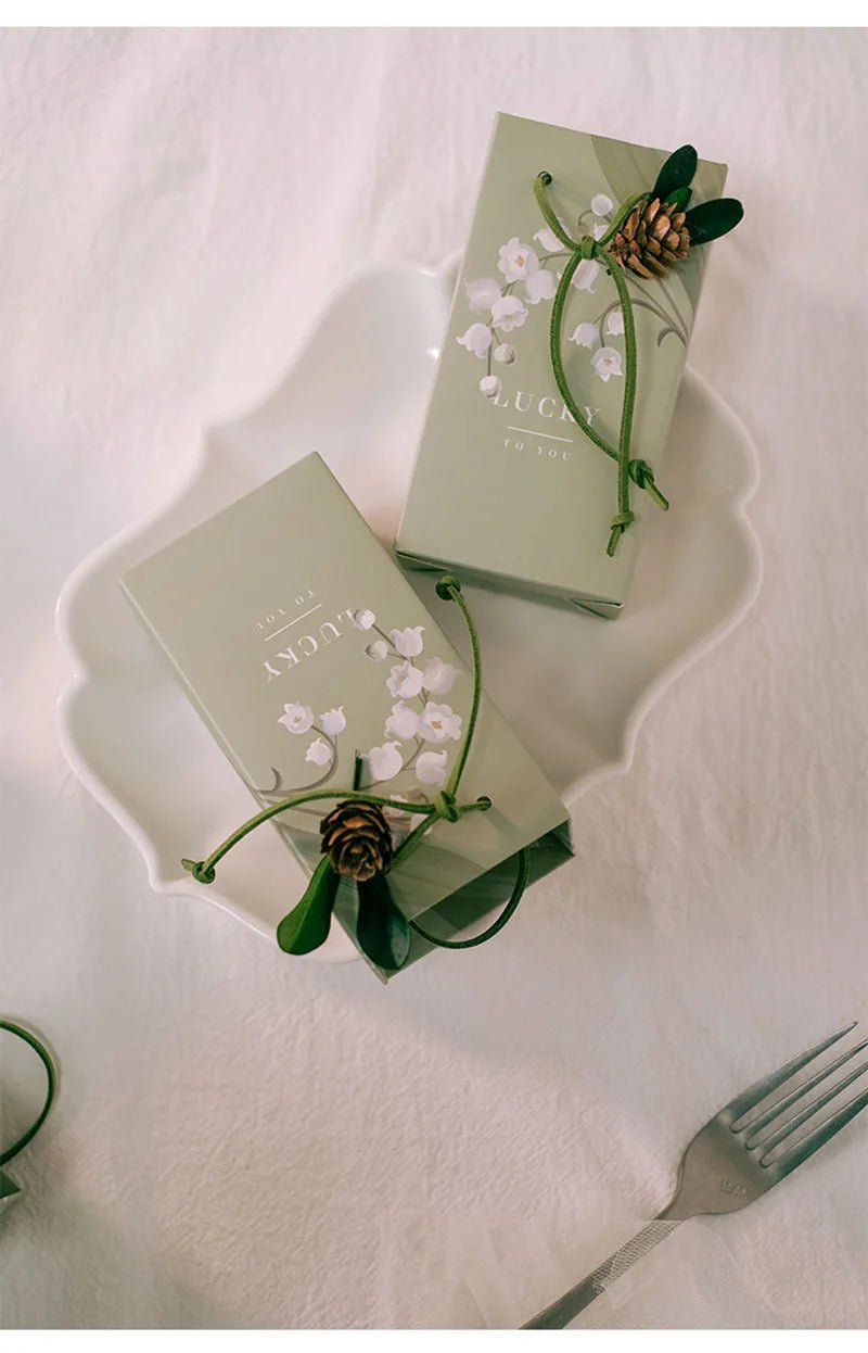 ELMAS Elegant Square Gift Bags With Artificial Flower - Al Masam Stationery LLC