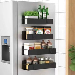 ELMAS Magnetic Fridge Shelf Spice Storage Rack Black Iron - Al Masam Stationery LLC