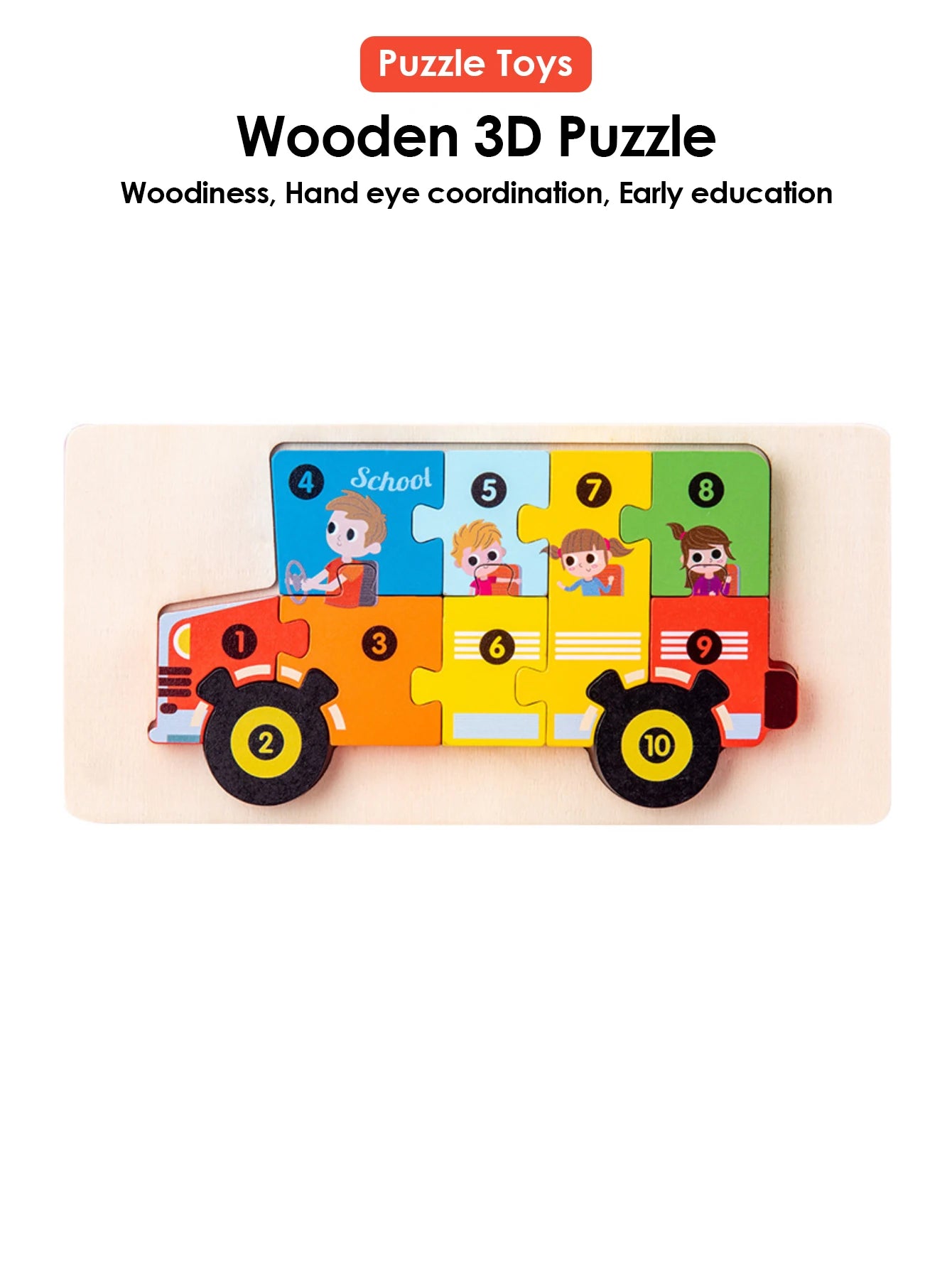 ELMAS 3D Wooden Puzzles Educational Cartoon Animals Toys - Al Masam Stationery LLC