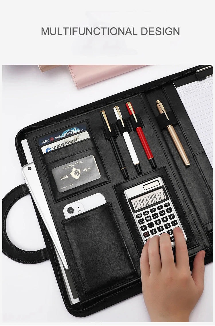 ELMAS Stylish A4 Leather Portfolio Organizer for Professionals - Al Masam Stationery LLC