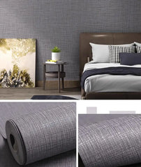 ELMAS Japanese Linen Solid Gray Wallpaper for Living Room - Al Masam Stationery LLC