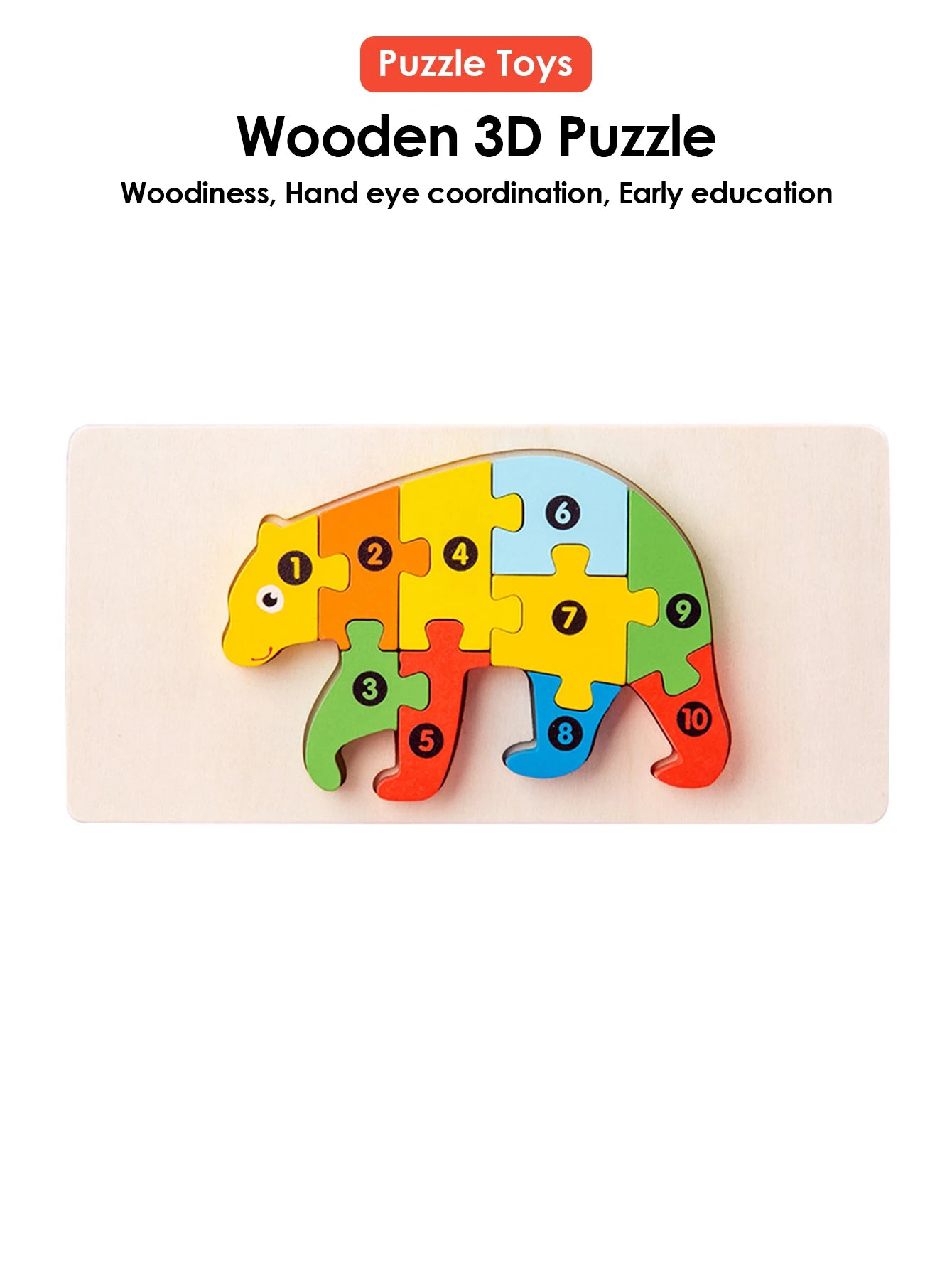 ELMAS 3D Wooden Puzzles Educational Cartoon Animals Toys - Al Masam Stationery LLC