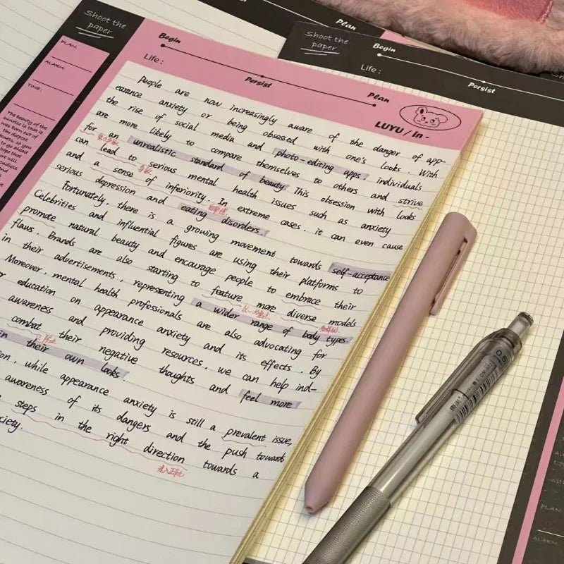 ELMAS Milk Salty Black Pink B5 Tearable Kawaii Notebook - Al Masam Stationery LLC