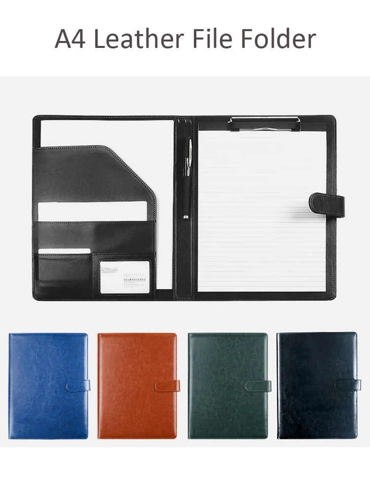 ELMAS Executive Black Leather Padfolio Organizer - Al Masam Stationery LLC
