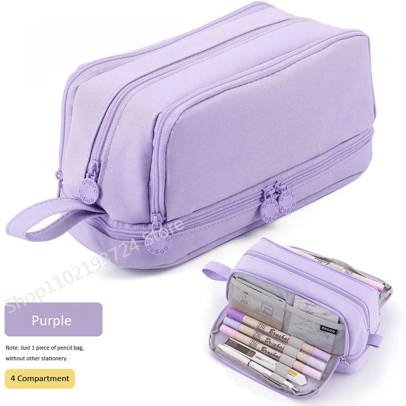 ELMAS Stylish Purple 3/4 Compartment Pencil Case for Kids - Al Masam Stationery LLC