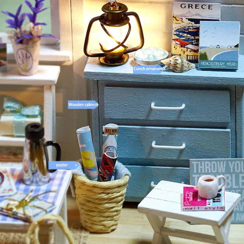 ELMAS Creative Kitten Mini Wooden Dollhouse Building Kit - Al Masam Stationery LLC