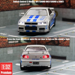 ELMAS 1/32 Nissan Skyline GTR R34 JDM Diecast Toy Car - Al Masam Stationery LLC
