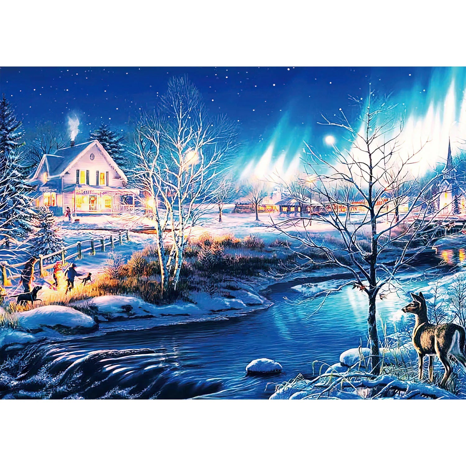 ELMAS 1000 Pieces Snow Night Aurora Jigsaw Puzzle Fun - Al Masam Stationery LLC