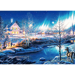 ELMAS 1000 Pieces Snow Night Aurora Jigsaw Puzzle Fun