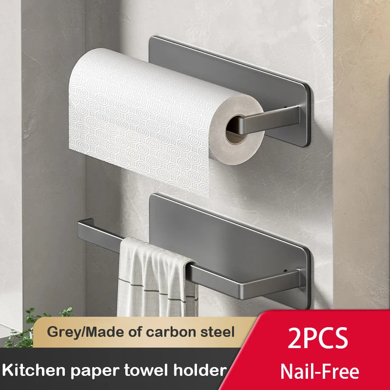 ELMAS Kitchen Paper Towel Holder Wall Mount Nail-Free Rack - Al Masam Stationery LLC