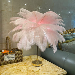 ELMAS Elegant Touch-Control Feather Table Lamp for Bedroom