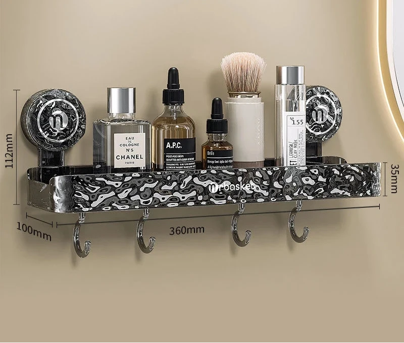 ELMAS Stylish Suction Cup Shower Shelf - Punch-Free Organizer - Al Masam Stationery LLC