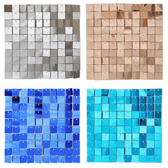 ELMAS Iridescent Silver Sequin Wall Backdrop for Parties - Al Masam Stationery LLC