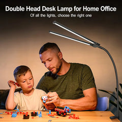 ELMAS Dimmable LED Desk Lamp with Dual/Single Head Design