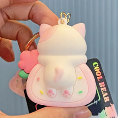 ELMAS Kawaii Cat Egg Roll Key Chain - Cute & Trendy!