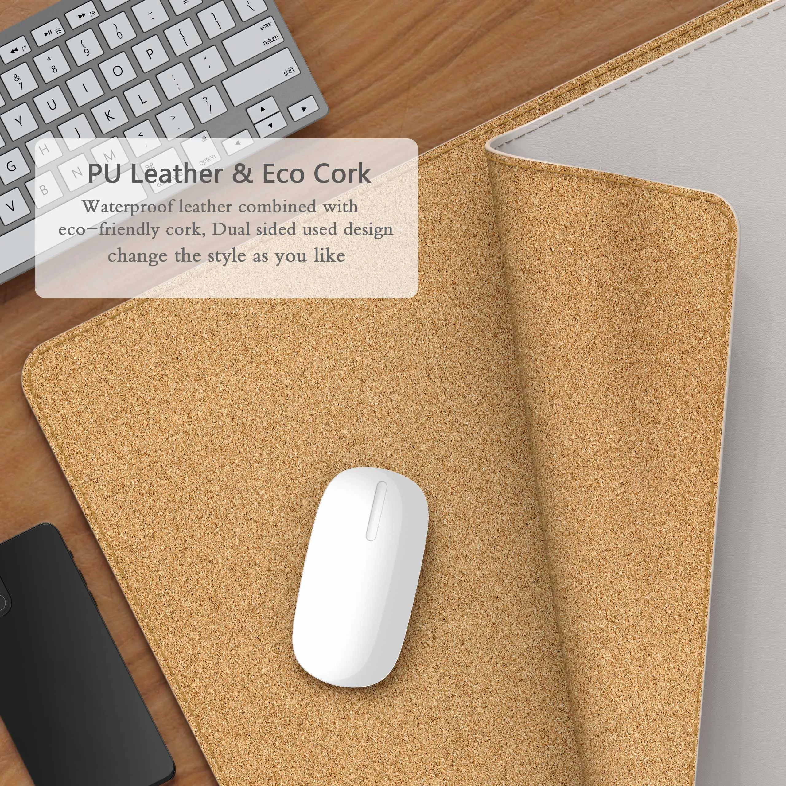 ELMAS Premium Dual-Sided Cork & Leather Mouse Pad - Al Masam Stationery LLC