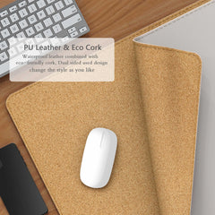 ELMAS Premium Dual-Sided Cork & Leather Mouse Pad