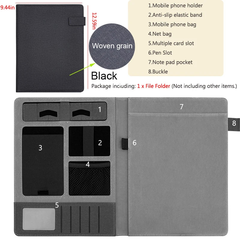 ELMAS Business Leather A4 Portfolio Organizer Folder - Al Masam Stationery LLC