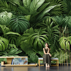 ELMAS Custom Tropical Rainforest Green Plant Wallpaper - Al Masam Stationery LLC