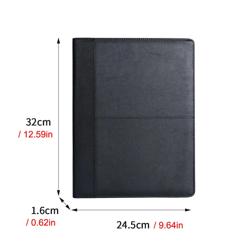 ELMAS Premium Leather A4 Portfolio Organizer - Black - Al Masam Stationery LLC