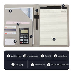 ELMAS Elegant Grey A4 Leather Portfolio Folder for Professionals