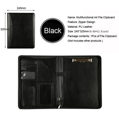 ELMAS A4 Leather Executive Zippered Portfolio Folder