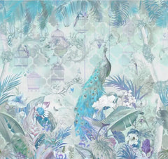 ELMAS Custom Peacock Flowers Birds Wallpaper Mural - Al Masam Stationery LLC